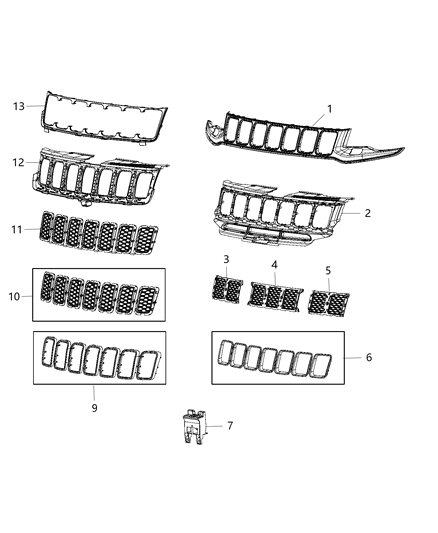 2019 Jeep Grand Cherokee Trim Ring-Radiator Grille Diagram for 6ML06DX8AA