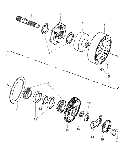 1997 Dodge Neon Shaft - Output With Rear Carrier, Reverse Drum & Overrunning Clutch Diagram