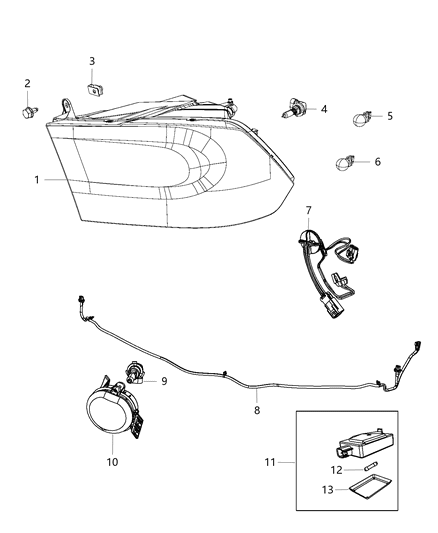2015 Ram 2500 Park And Turn Headlamp Right Diagram for 68096438AD