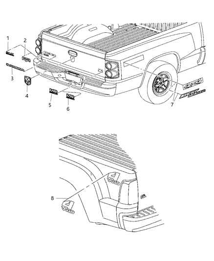 2006 Dodge Dakota Decal Diagram for 5JN44CA1AB