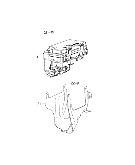 2019 Dodge Grand Caravan Parts, Power Distribution Module, Attaching & Component Diagram