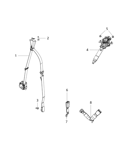 2018 Dodge Grand Caravan 2Nd Rear Outer Seat Belt Diagram for ZV72DX9AC