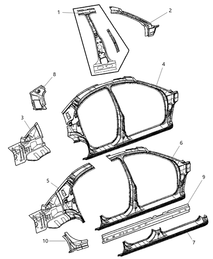 2001 Chrysler Sebring Sedan & Convertible Aperture Panels Diagram 3