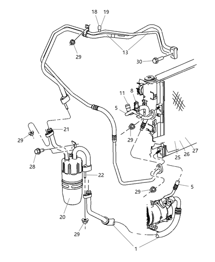 2009 Dodge Caliber Line-A/C Discharge Diagram for 5058553AC