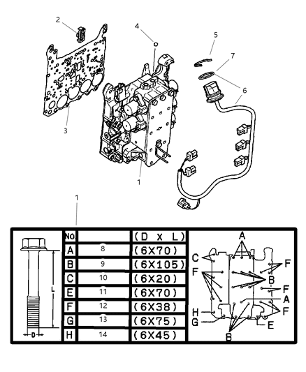 2005 Dodge Stratus Valve Body Assembly Diagram 1