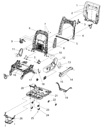 2021 Jeep Grand Cherokee Adjusters, Recliners, Shields And Risers - Driver Seat Diagram 2
