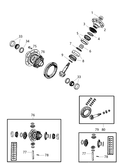 2009 Jeep Wrangler Differential Assembly , Front Diagram 1