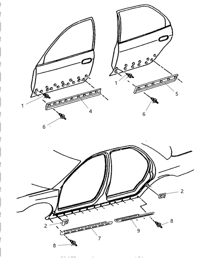 1997 Dodge Intrepid Brackets, Cladding Attaching Intrepid And Diagram