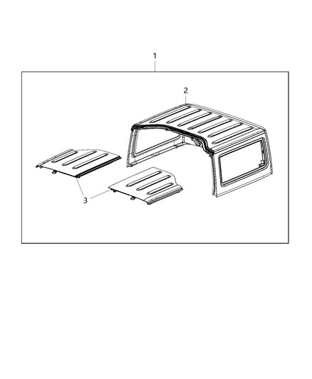 2016 Jeep Wrangler Hard Top Kit, 2 Door Diagram