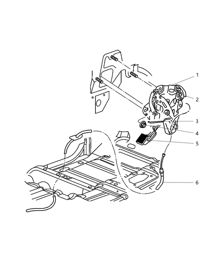 2002 Dodge Ram 1500 Parking Brake Lever & Front Cable Diagram