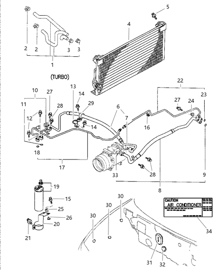 1997 Chrysler Sebring Condenser, Plumbing And Hoses Diagram 2