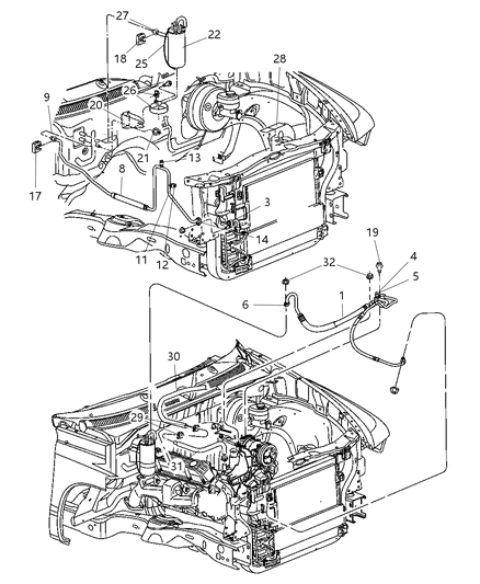 2003 Dodge Dakota Plumbing - Heater & A/C Diagram 1
