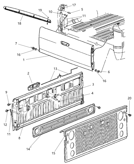 2008 Dodge Ram 3500 Pickup Tailgate Diagram