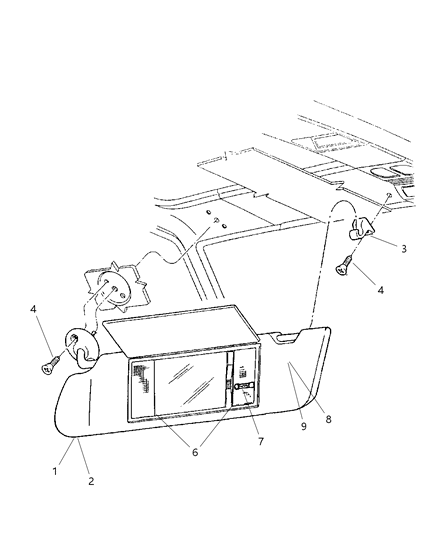 2003 Jeep Grand Cherokee Support-Visor Diagram for 5FS40TL2AB