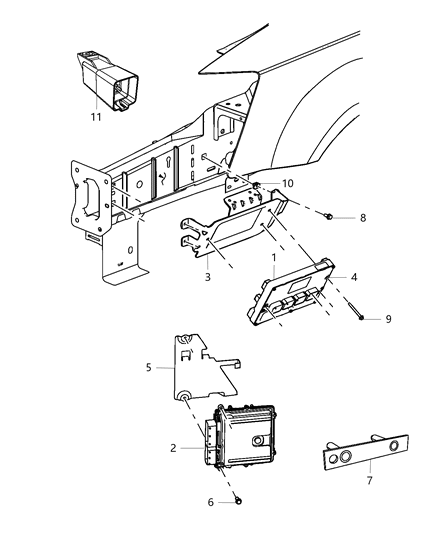 2013 Chrysler Town & Country Modules, Engine Compartment Diagram