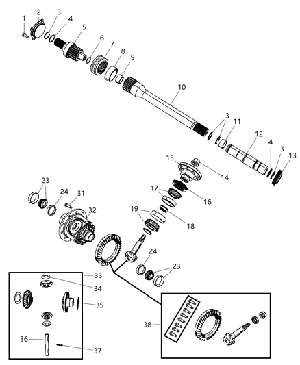 2008 Dodge Ram 1500 Front Axle Shaft Diagram for 52114382AD
