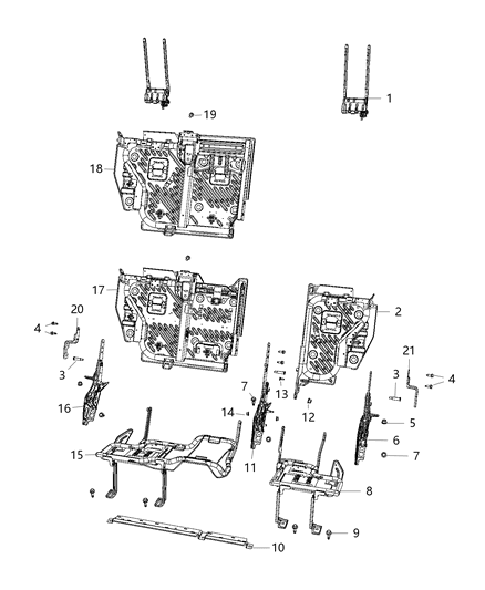 2019 Jeep Wrangler Rear Seat Diagram for 68463442AA