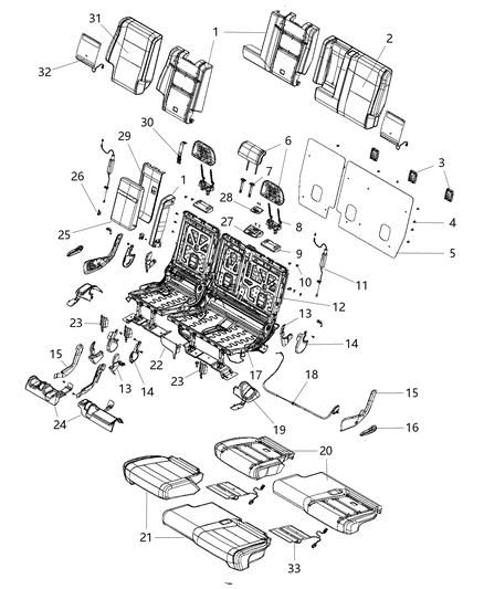 2015 Jeep Grand Cherokee Rear Seat Cushion Cover Diagram for 5VS60HL1AA