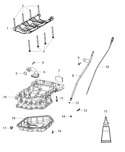 2012 Dodge Avenger Engine Oil Pan & Engine Oil Level Indicator & Related Parts Diagram 4