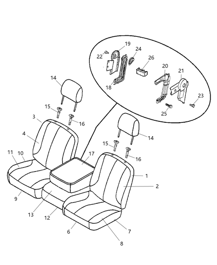 2003 Dodge Ram 1500 Front Seat Cushion Passenger Cover Diagram for XJ421L5AA