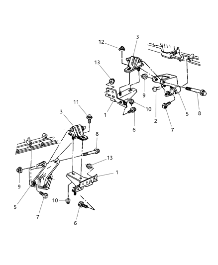 1999 Jeep Cherokee Bracket Engine Mount Diagram for 52058424AC