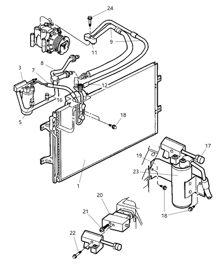 2003 Dodge Ram Van Plumbing - A/C Condenser & Drier Diagram