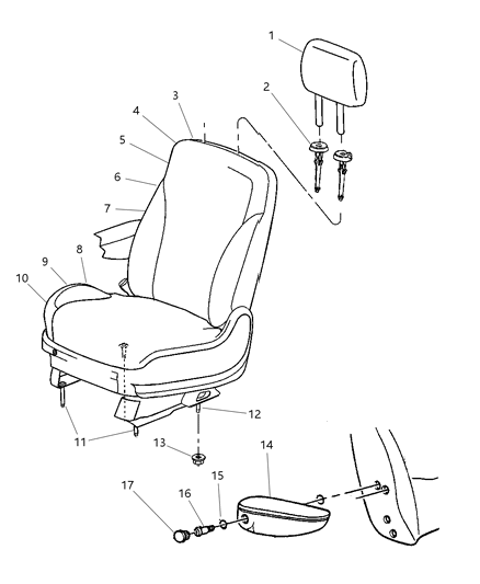 2007 Chrysler Pacifica Front Seat Back Cover Diagram for 1GB841DAAA