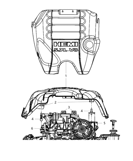 2017 Ram 3500 Pickup Engine Cover & Related Parts Diagram 1
