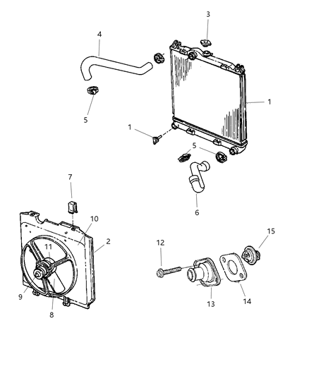 1998 Dodge Dakota Radiator & Related Parts Diagram 1