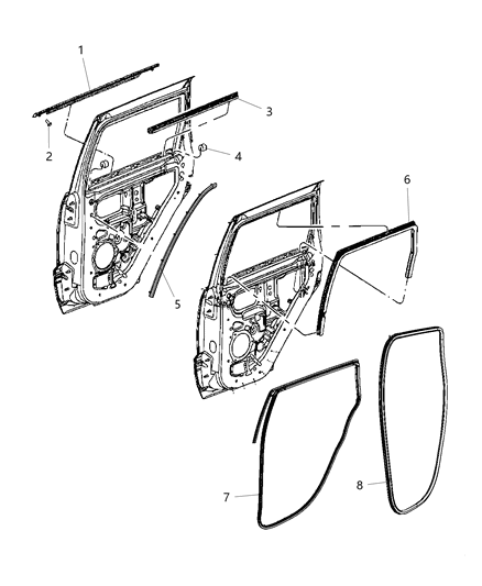 2021 Jeep Grand Cherokee WEATHERSTRIP-Rear Door Glass Run Diagram for 55399189AG