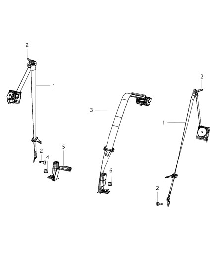 2012 Chrysler 300 Seat Belts Second Row Diagram