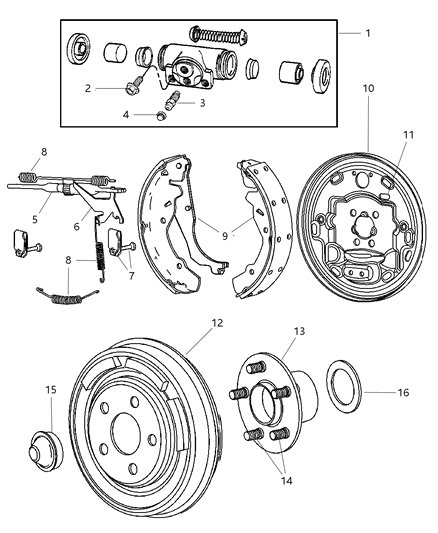 2004 Chrysler PT Cruiser Shoe Kit-Drum Diagram for 5114501AA