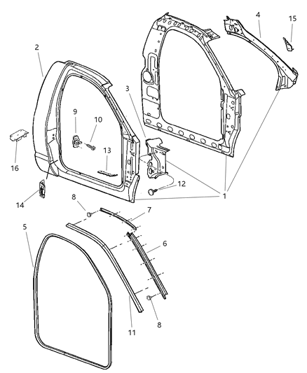 2007 Dodge Ram 2500 Aperture Panel Bodyside Diagram 1