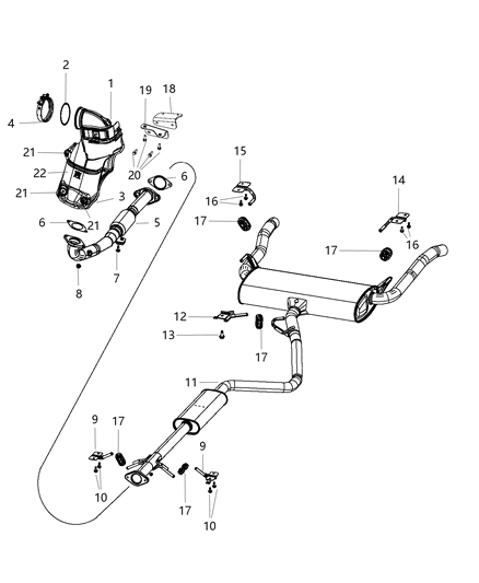 2013 Dodge Dart Exhaust Muffler And Tailpipe Diagram for 68212619AA