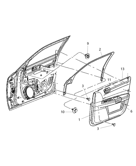 2005 Dodge Magnum Panel-Front Door Trim Diagram for 1AE631DDAA