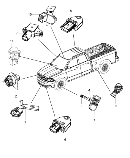 2012 Ram 1500 Sensors Body Diagram