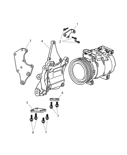 2009 Chrysler PT Cruiser Support-A/C Compressor Diagram for 5080496AA