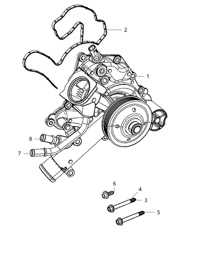 2009 Dodge Ram 3500 Water Pump & Related Parts Diagram 1