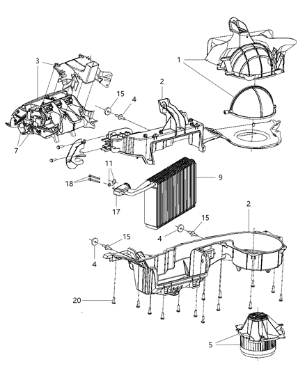 2010 Dodge Challenger A/C & Heater Unit Diagram