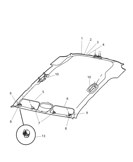 2006 Jeep Liberty Visor Diagram for 5KF88BD1AB