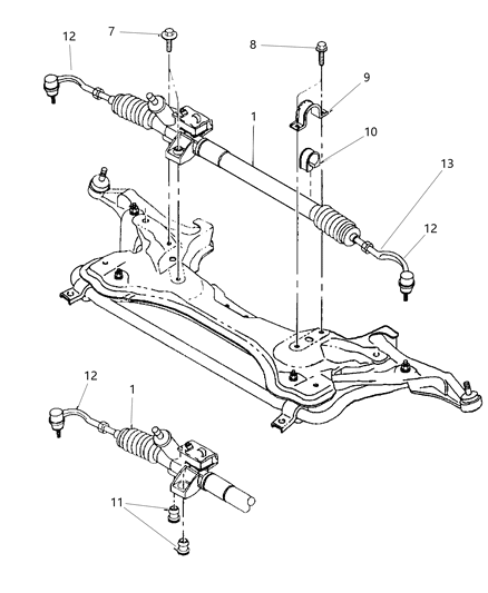 1997 Chrysler Cirrus Complete Rack Assembly Diagram for 4897585AA