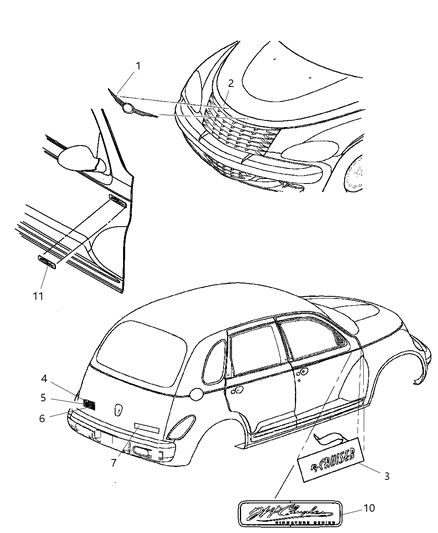 2007 Chrysler PT Cruiser Nameplate Diagram for 5116010AA