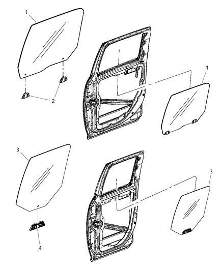 2020 Ram 1500 Classic Glass, Rear Door Diagram