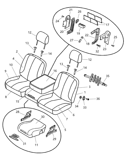 2005 Dodge Ram 1500 Front, Cloth Diagram 1