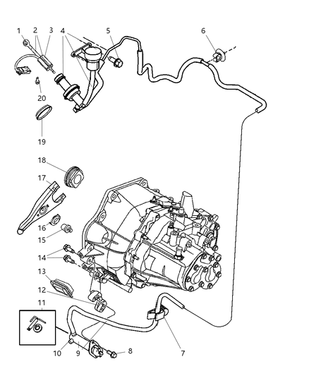 2003 Chrysler PT Cruiser ACTUATOR-Hydraulic Clutch Diagram for 4668738AB