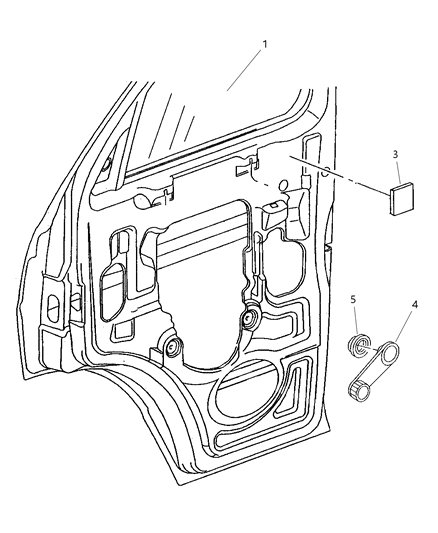 2000 Dodge Ram Van Door, Front Glass & Regulator Handle Diagram