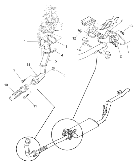 1997 Jeep Cherokee Adapter Turbo Exhaust Pipe Diagram for 52020276