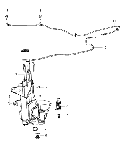 2013 Ram 3500 Pump-Washer, Windshield Diagram for 68145028AA