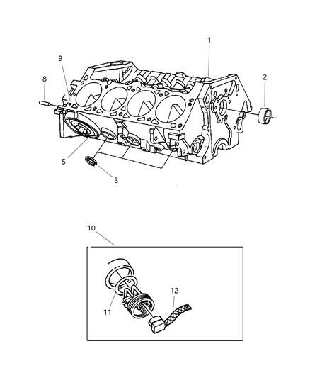 2001 Dodge Dakota Heater-Engine Block Diagram for 4798276AB