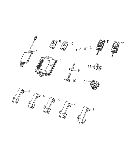 2020 Jeep Compass TRANSMITT-Integrated Key Fob Diagram for 68250350AB